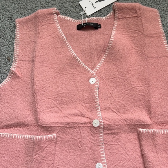 NWT ZESICA Womens Sleeveless Sweater V Neck Knit Button Down Vest - Picture 8 of 9